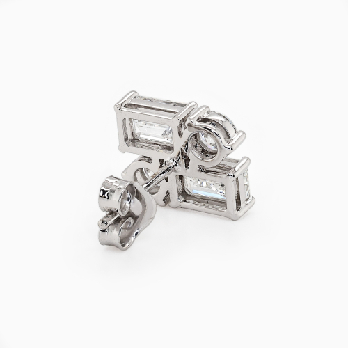 Art Deco Diamond Stud Earrings, Lab-Grown, 14k White Gold